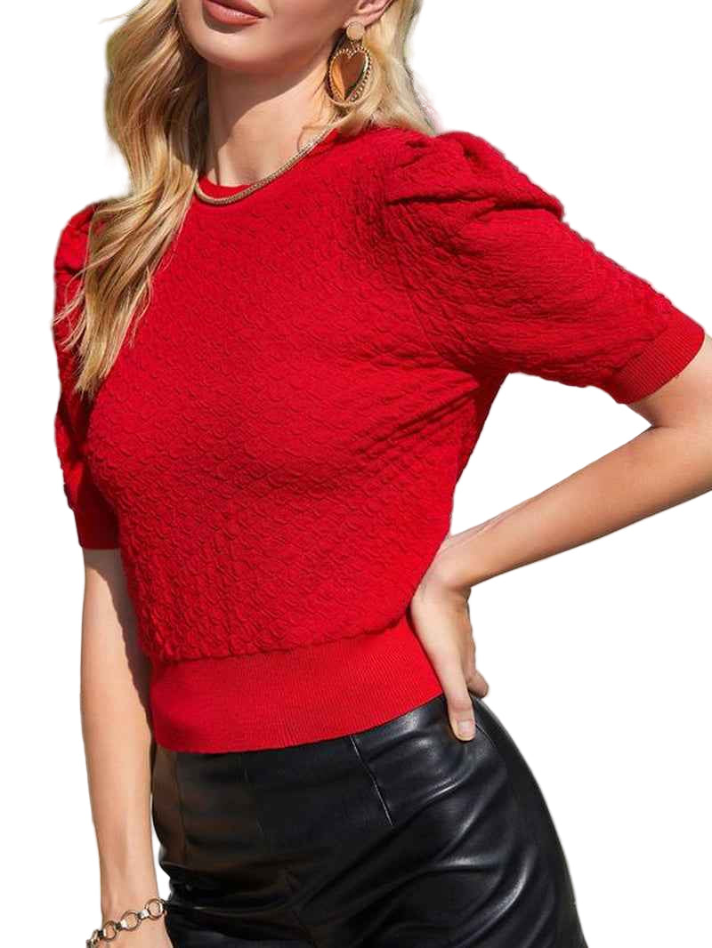 Women's Textured Puff Sleeve Sweater - Cyndora