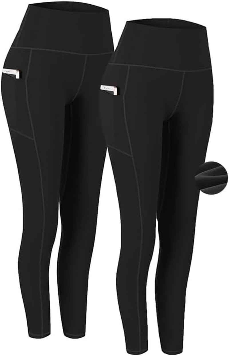 Fengbay 2 Pack High Waist Yoga Pants with Pockets - Tummy Control Workout Leggings for Women