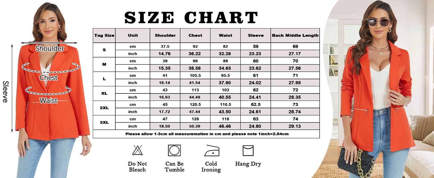 Women’s Long Sleeve Open Front Blazer Cardigan Jacket with Zipper Pockets