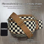 Women's Large Checkered Pattern Crossbody Saddle Bag - Cyndora