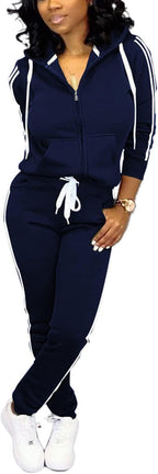 Women's Two Piece Casual Solid Tracksuit Jogging Set