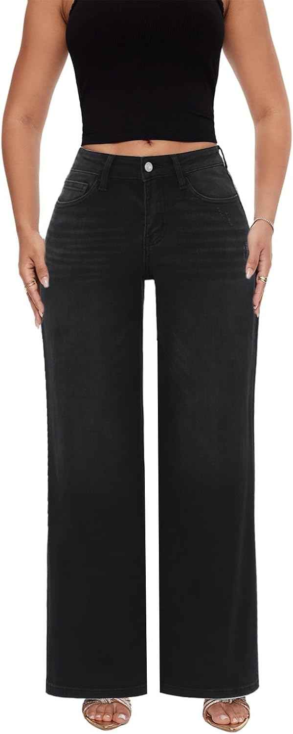 ONESO Mid-Low Rise Baggy Wide Leg Jeans for Women
