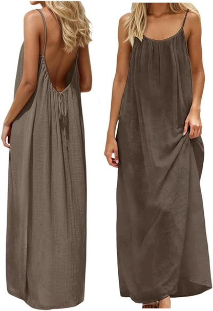 Stylish Backless Cami Dress for Women - Perfect Sleeveless Lounge Wear for Indoor Summer Comfort