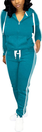 Women's Two Piece Casual Solid Tracksuit Jogging Set