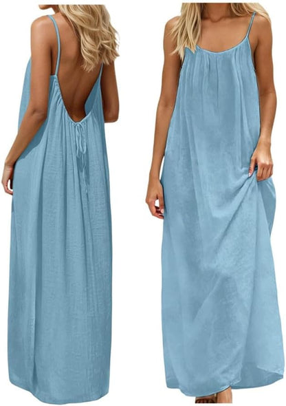 Stylish Backless Cami Dress for Women - Perfect Sleeveless Lounge Wear for Indoor Summer Comfort