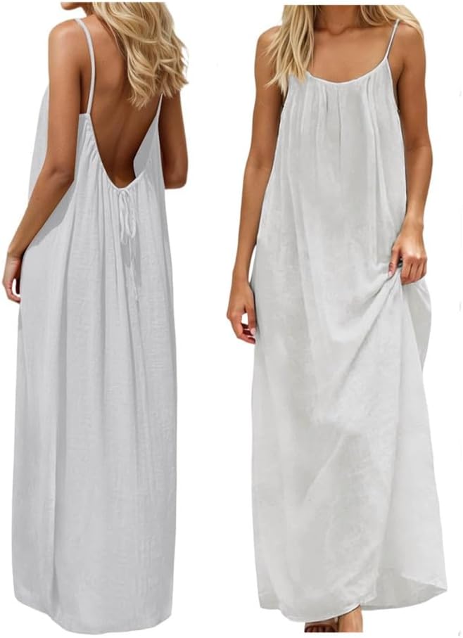 Stylish Backless Cami Dress for Women - Perfect Sleeveless Lounge Wear for Indoor Summer Comfort