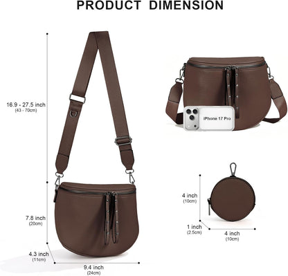 Elevate Your Style with the MOETYANG Large Vegan Leather Crossbody Bag for Women - Complete with Coin Purse in Chic Chocolate Brown