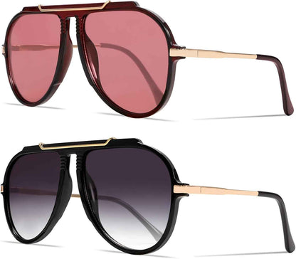 Oversized Retro Aviator Sunglasses for Women