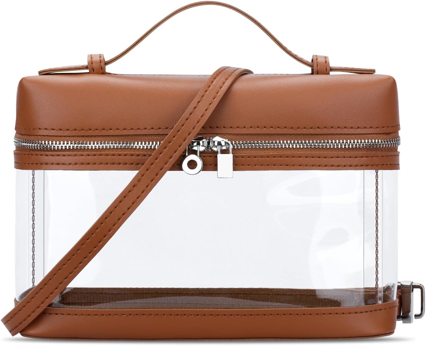 Clear Crossbody Bag for Women Stadium Approved - Vegan Leather 