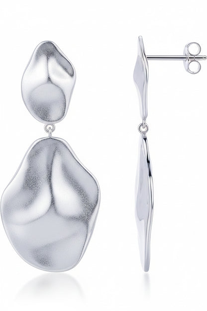 14K Gold Plated 925 Sterling Silver Posts Teardrop Statement Dangle Earrings | Lightweight Hammered Drop Dangle Earrings for Women