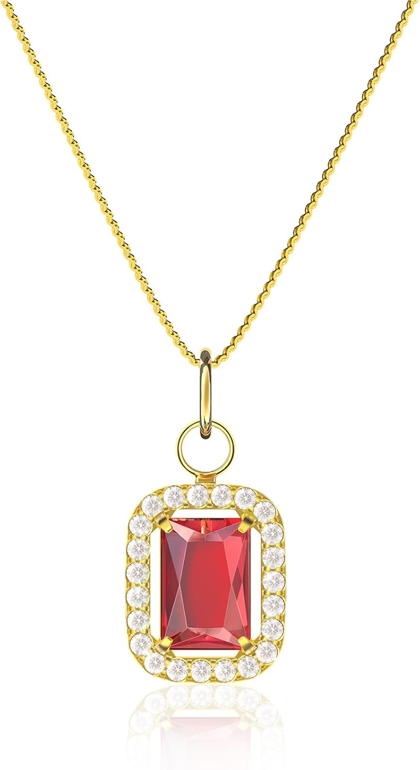 Birthstone Necklaces for Women, 18K Gold Plated Necklaces Dainty CZ Pendant 