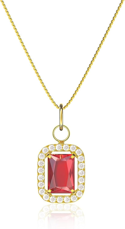Birthstone Necklaces for Women, 18K Gold Plated Necklaces Dainty CZ Pendant 