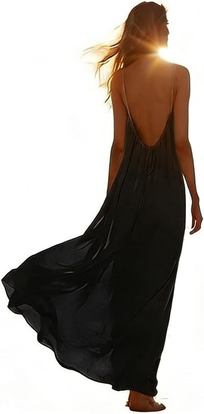 Stylish Backless Cami Dress for Women - Perfect Sleeveless Lounge Wear for Indoor Summer Comfort