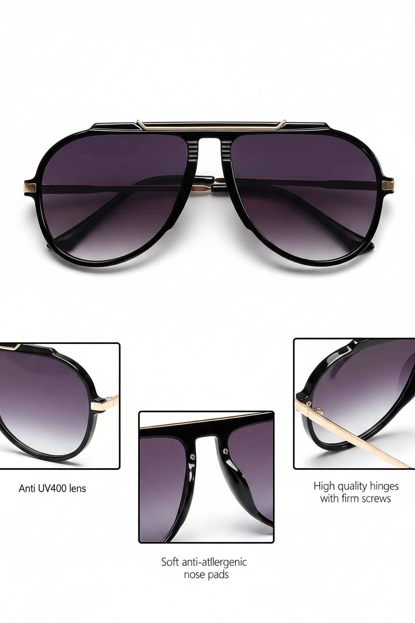 Oversized Retro Aviator Sunglasses for Women