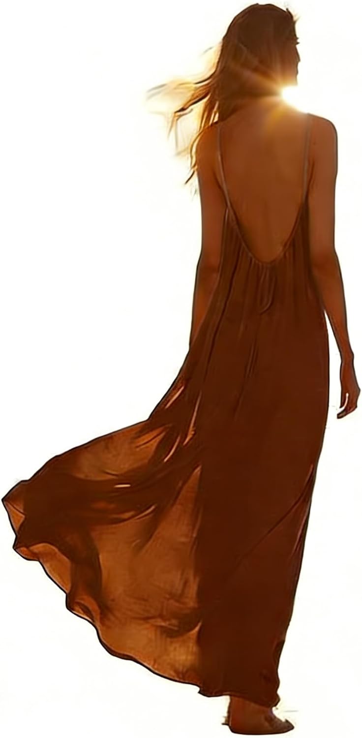 Stylish Backless Cami Dress for Women - Perfect Sleeveless Lounge Wear for Indoor Summer Comfort