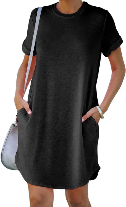 Women's Casual T-Shirt Dress with Pockets