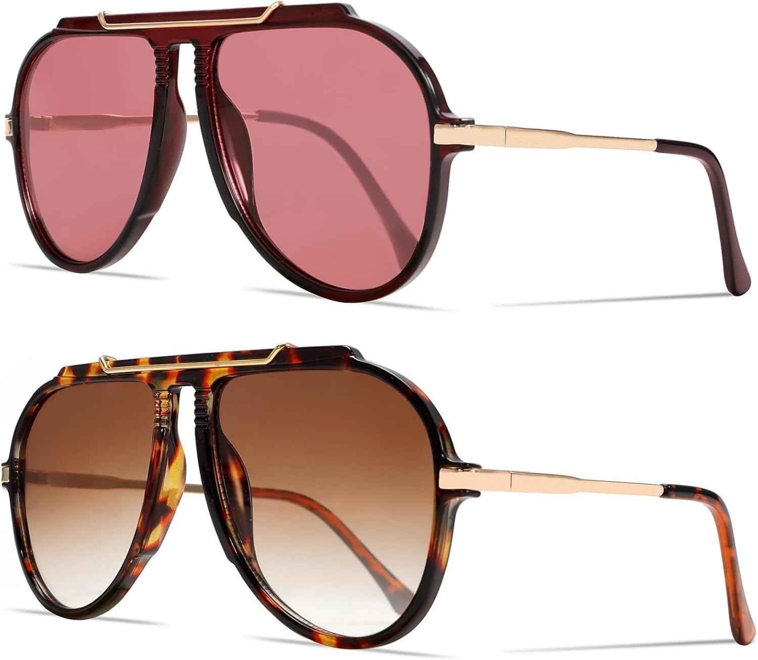 Oversized Retro Aviator Sunglasses for Women