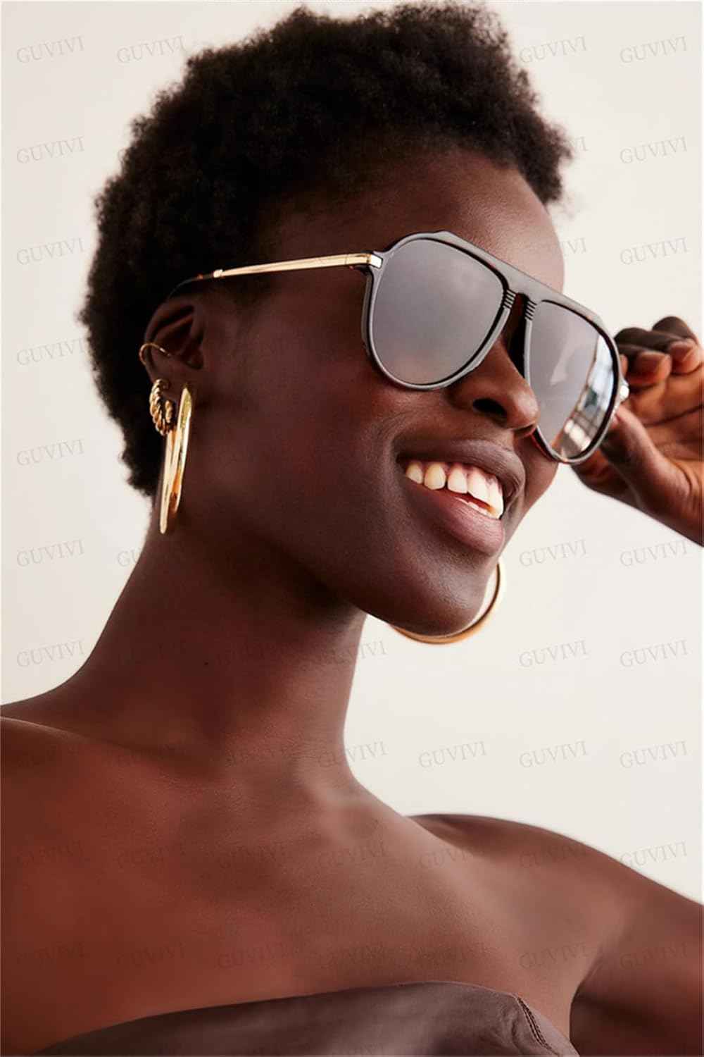 Oversized Retro Aviator Sunglasses for Women