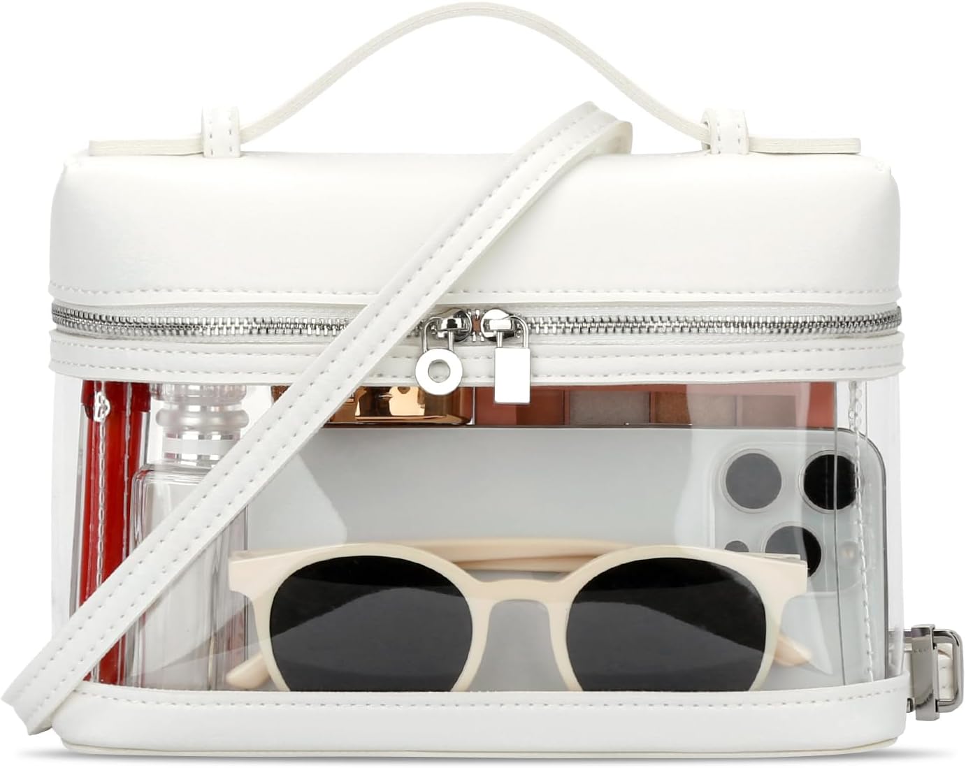 Clear Crossbody Bag for Women Stadium Approved - Vegan Leather 