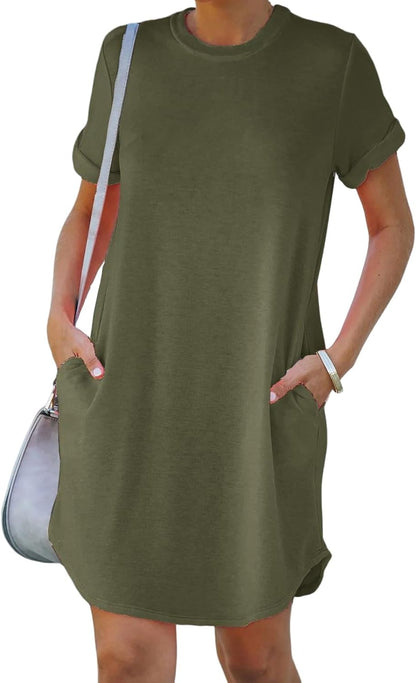 Women's Casual T-Shirt Dress with Pockets