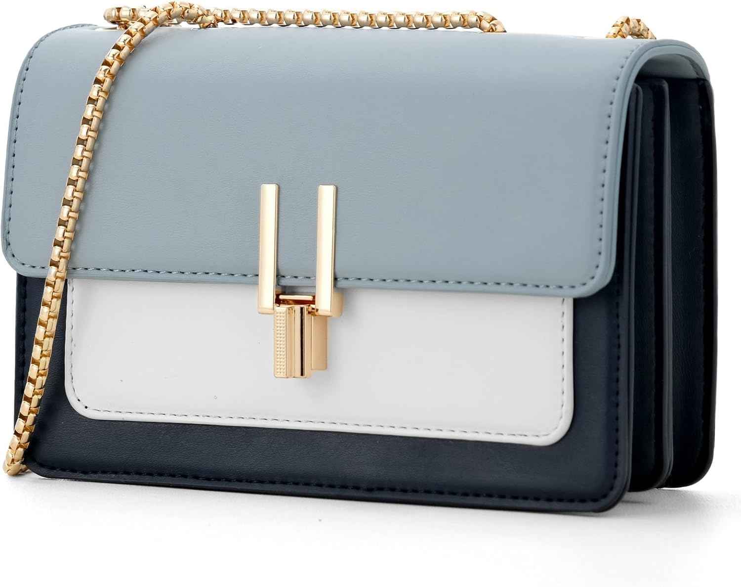 Women's Leather Crossbody Bag Stylish Medium Color-Block Designer Purse for Everyday Use