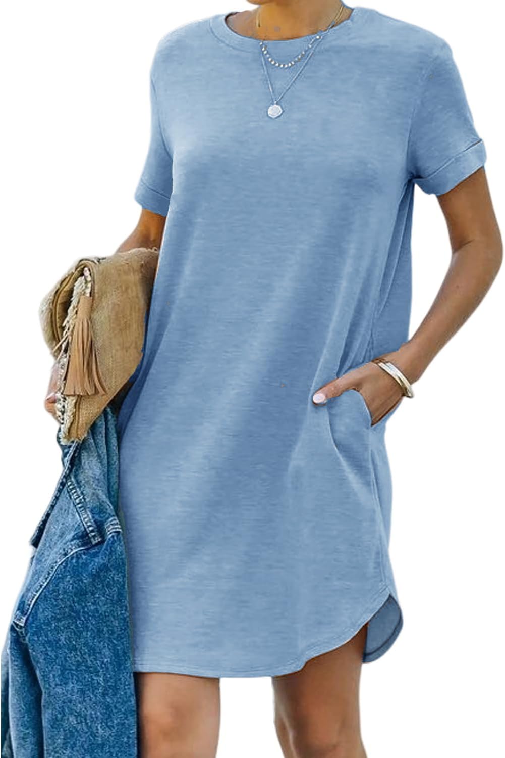 Women's Casual T-Shirt Dress with Pockets