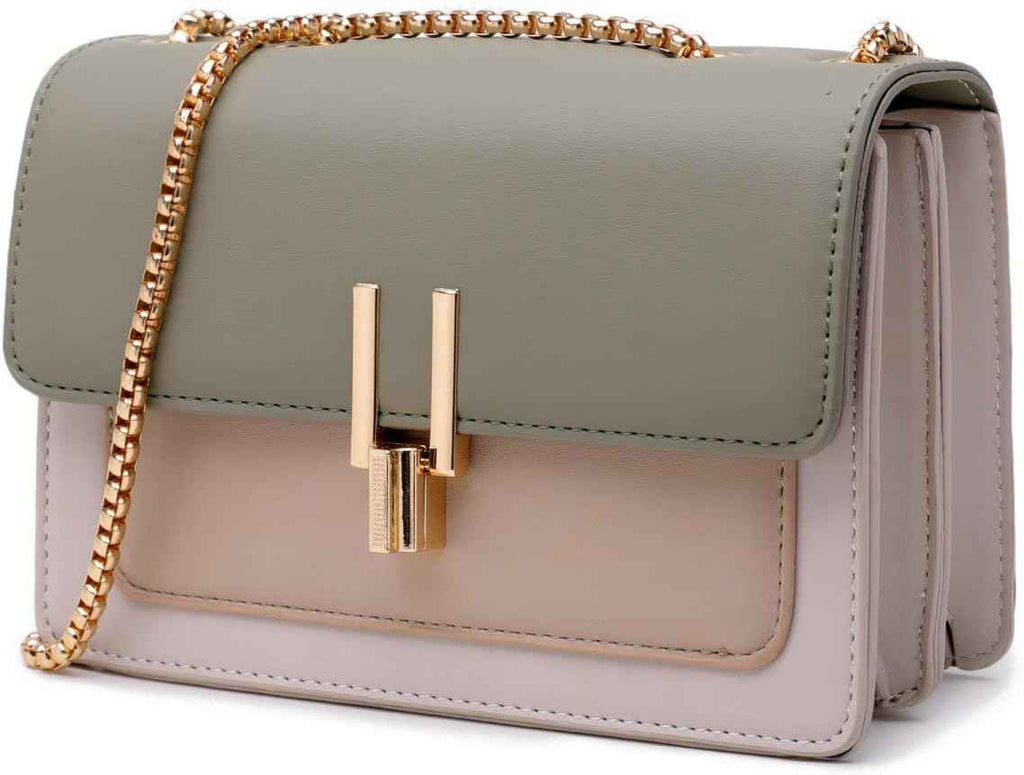 Women's Leather Crossbody Bag Stylish Medium Color-Block Designer Purse for Everyday Use
