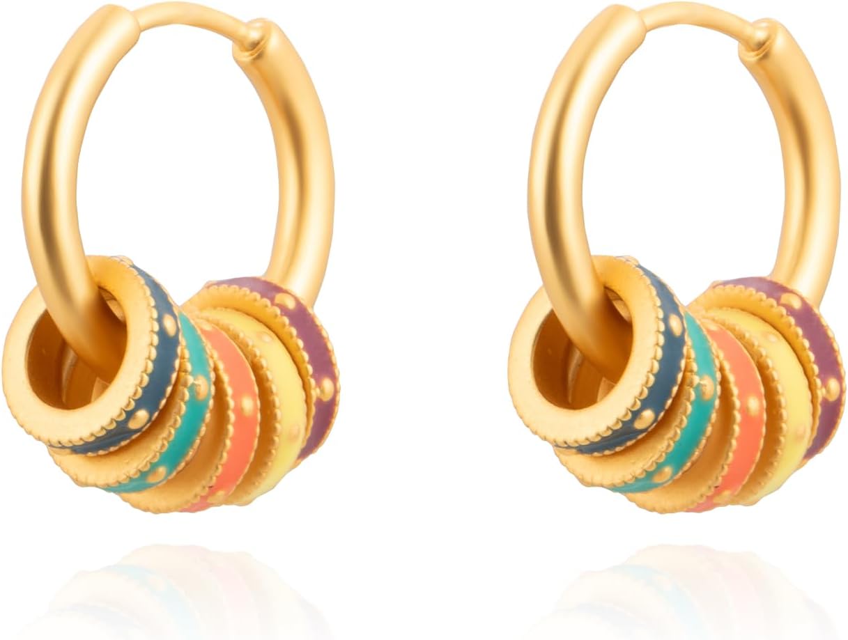 Milan Chiva 14K Gold Plated Small Huggie Dangle Earrings