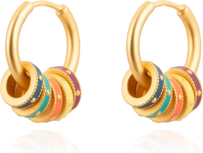 Milan Chiva 14K Gold Plated Small Huggie Dangle Earrings