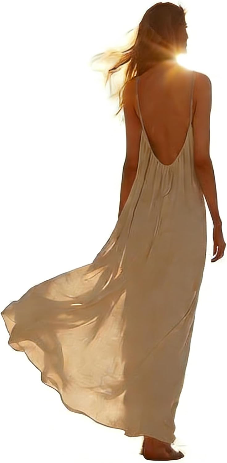 Stylish Backless Cami Dress for Women - Perfect Sleeveless Lounge Wear for Indoor Summer Comfort