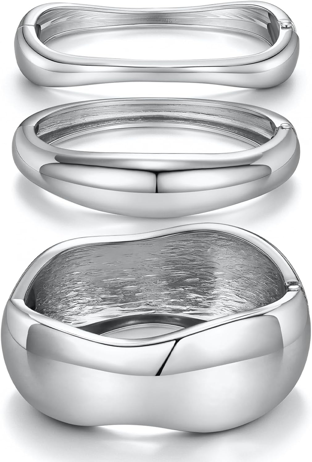 14K Gold Plated Chunky Bangle Bracelet Set