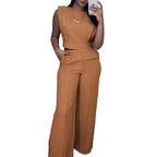 Women's 2 Piece Crop Top and Pants Set - Cyndora