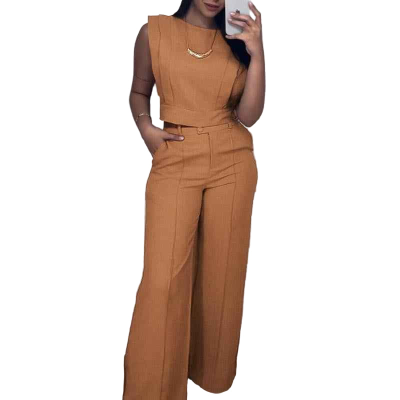 Women's 2 Piece Crop Top and Pants Set - Cyndora