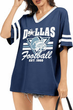 Football Shirt for Women Game Day - Mesh V Neck Tshirt Jersey 