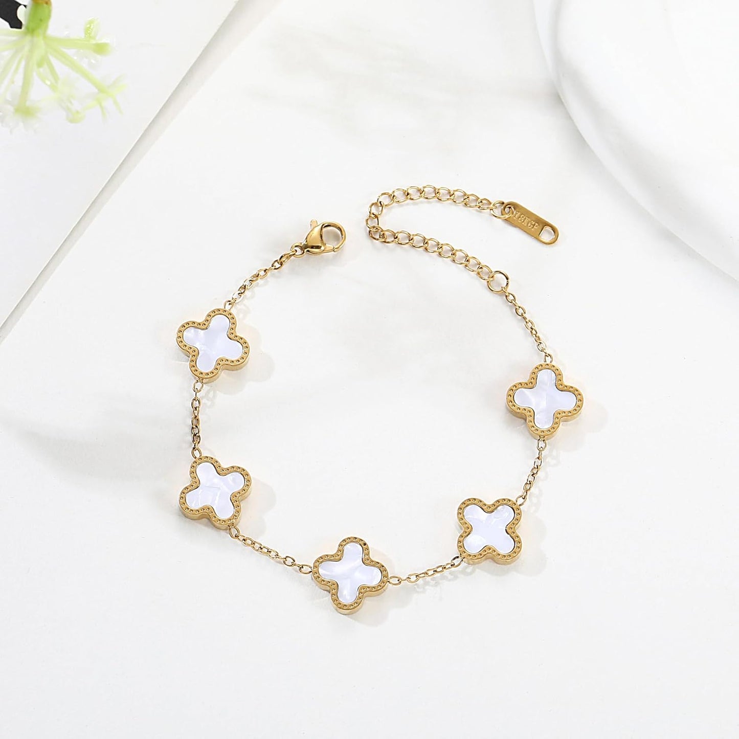 Enchanting TICVRSS Lucky Clover Jewelry Set: 18K Gold Plated Bracelet, Necklace, and Earrings for Women - Perfect Gift for Any Occasion