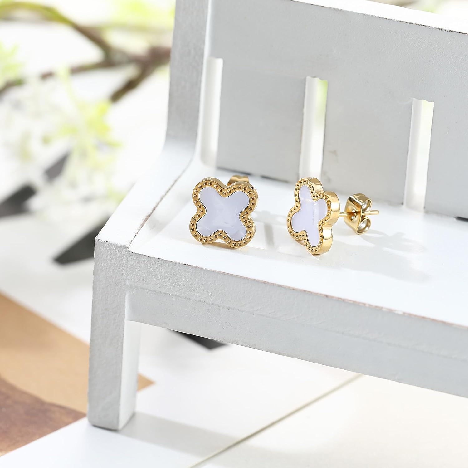 Enchanting TICVRSS Lucky Clover Jewelry Set: 18K Gold Plated Bracelet, Necklace, and Earrings for Women - Perfect Gift for Any Occasion