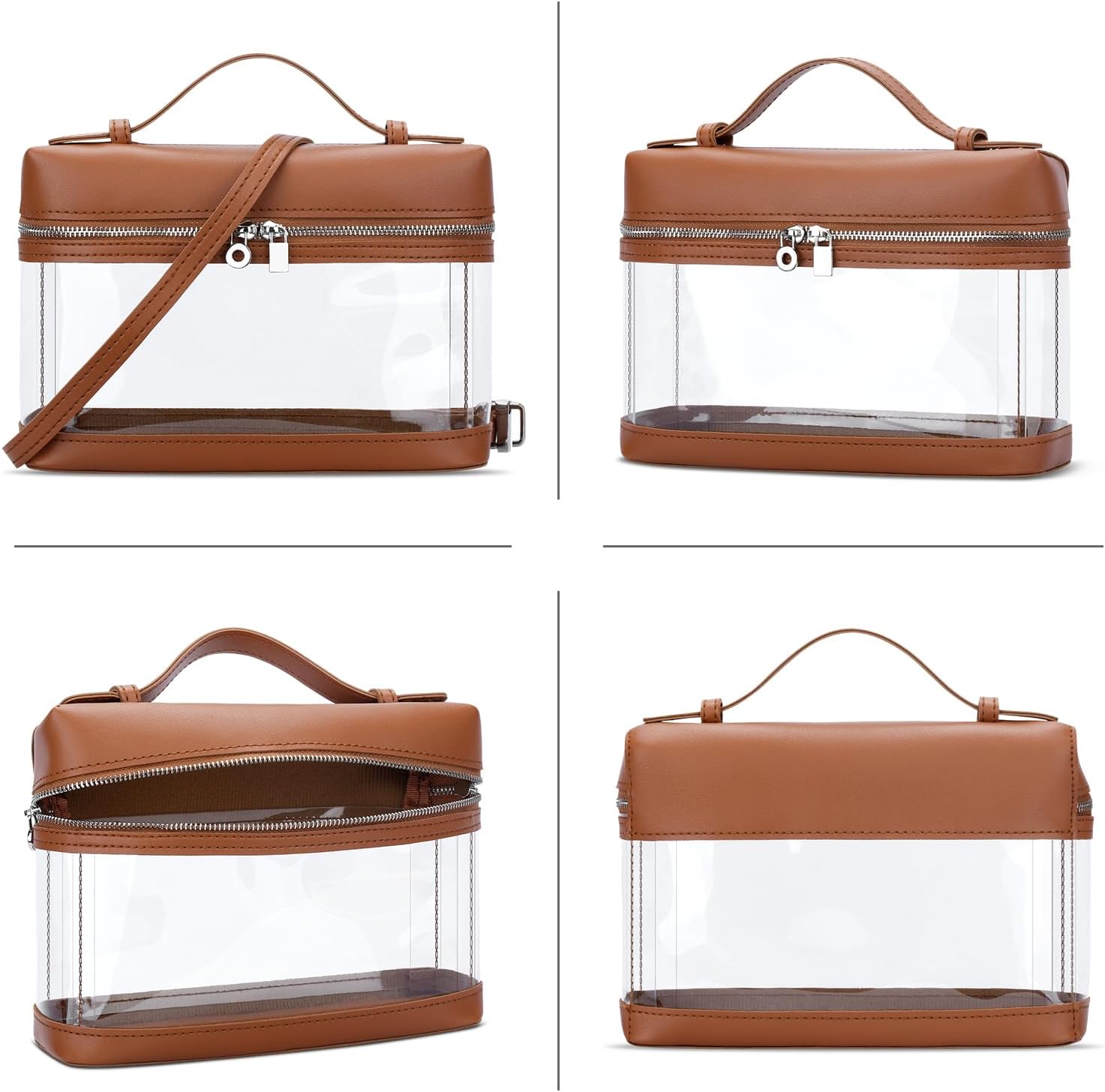 Clear Crossbody Bag for Women Stadium Approved - Vegan Leather 