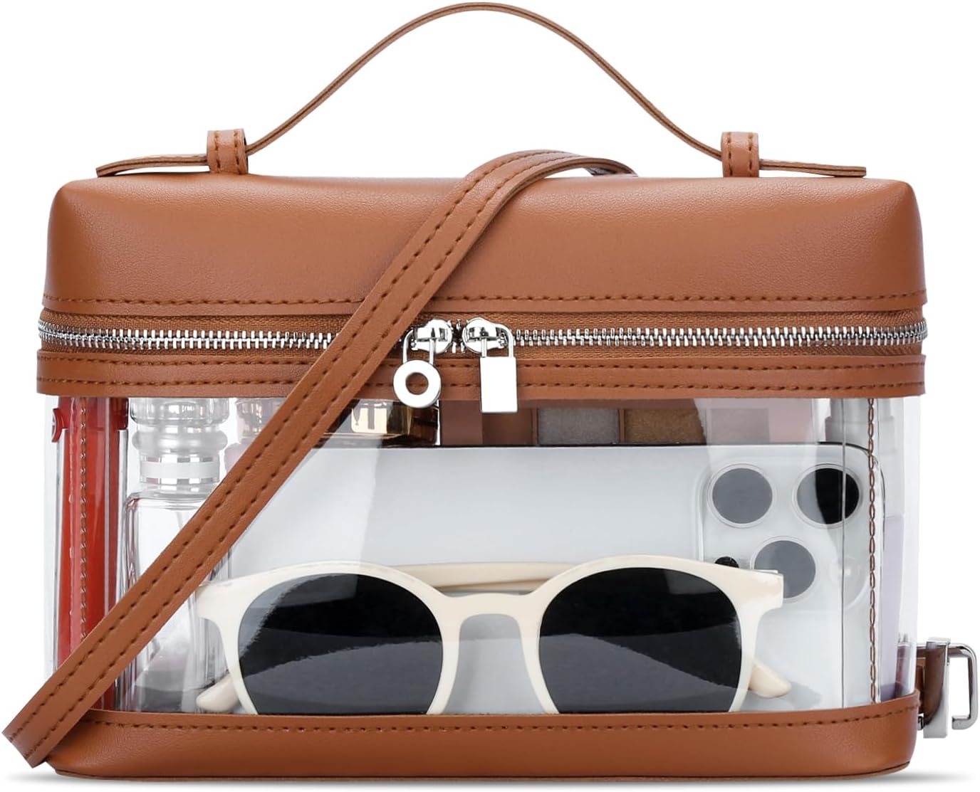 Clear Crossbody Bag for Women Stadium Approved - Vegan Leather 