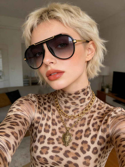 Oversized Retro Aviator Sunglasses for Women