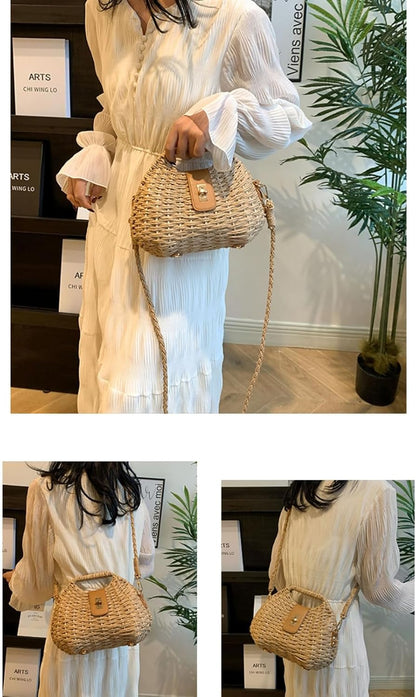 Chic Handmade Straw Woven Beach Clutch - Perfect Summer Accessory for Women