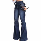 Women's High Waisted Flare Bell Bottom Jeans with Belt