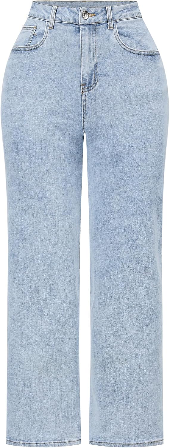 Women's High Waisted Ripped Wide Leg Baggy Jeans