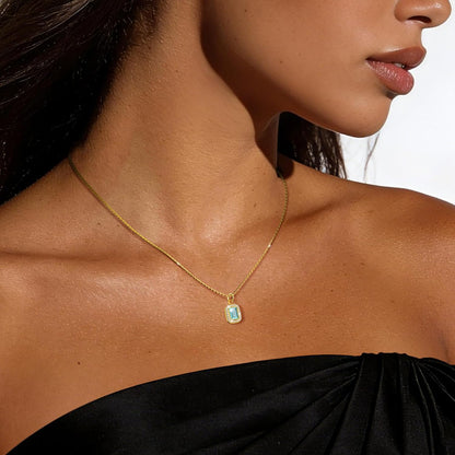 Birthstone Necklaces for Women, 18K Gold Plated Necklaces Dainty CZ Pendant 