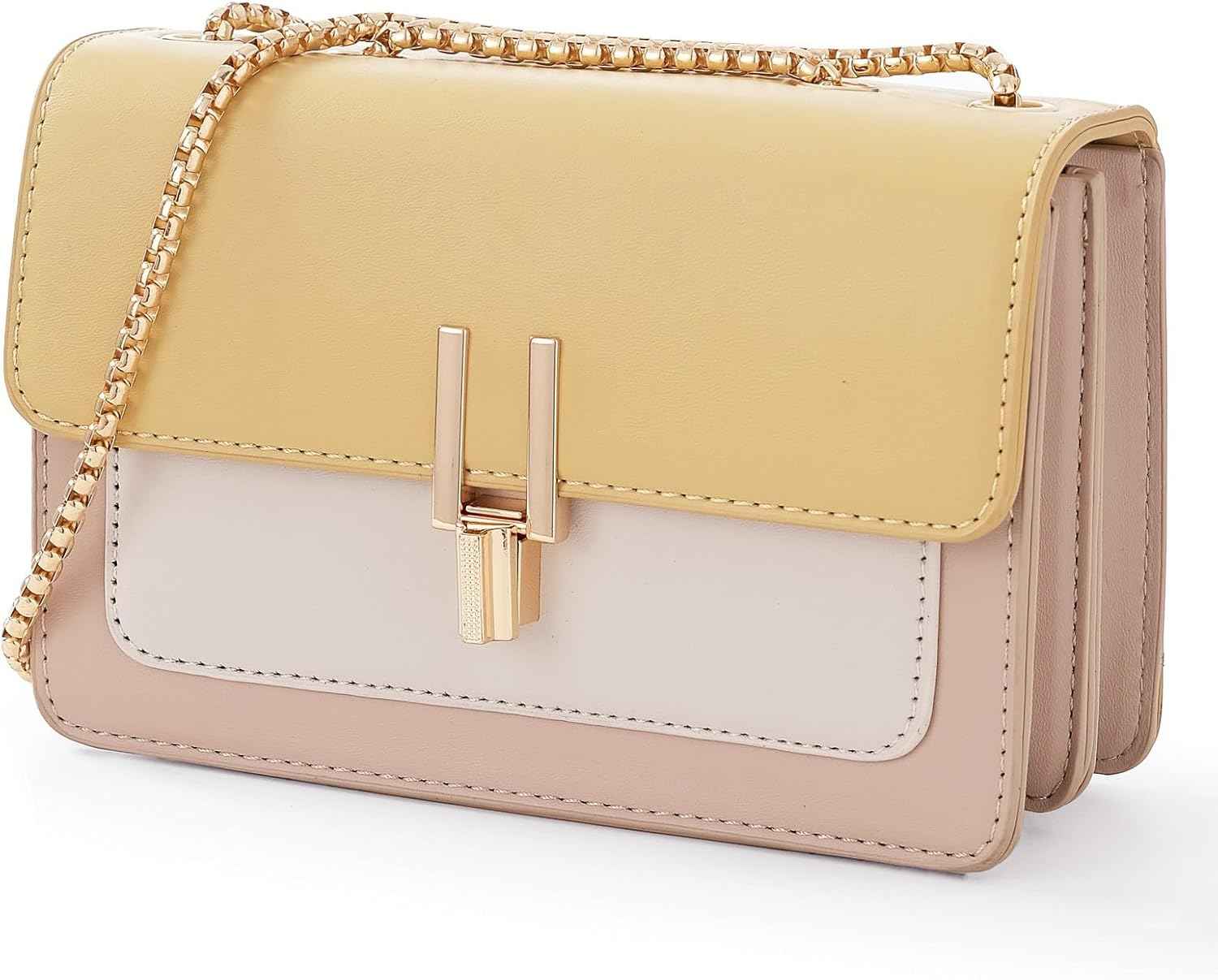 Women's Leather Crossbody Bag Stylish Medium Color-Block Designer Purse for Everyday Use