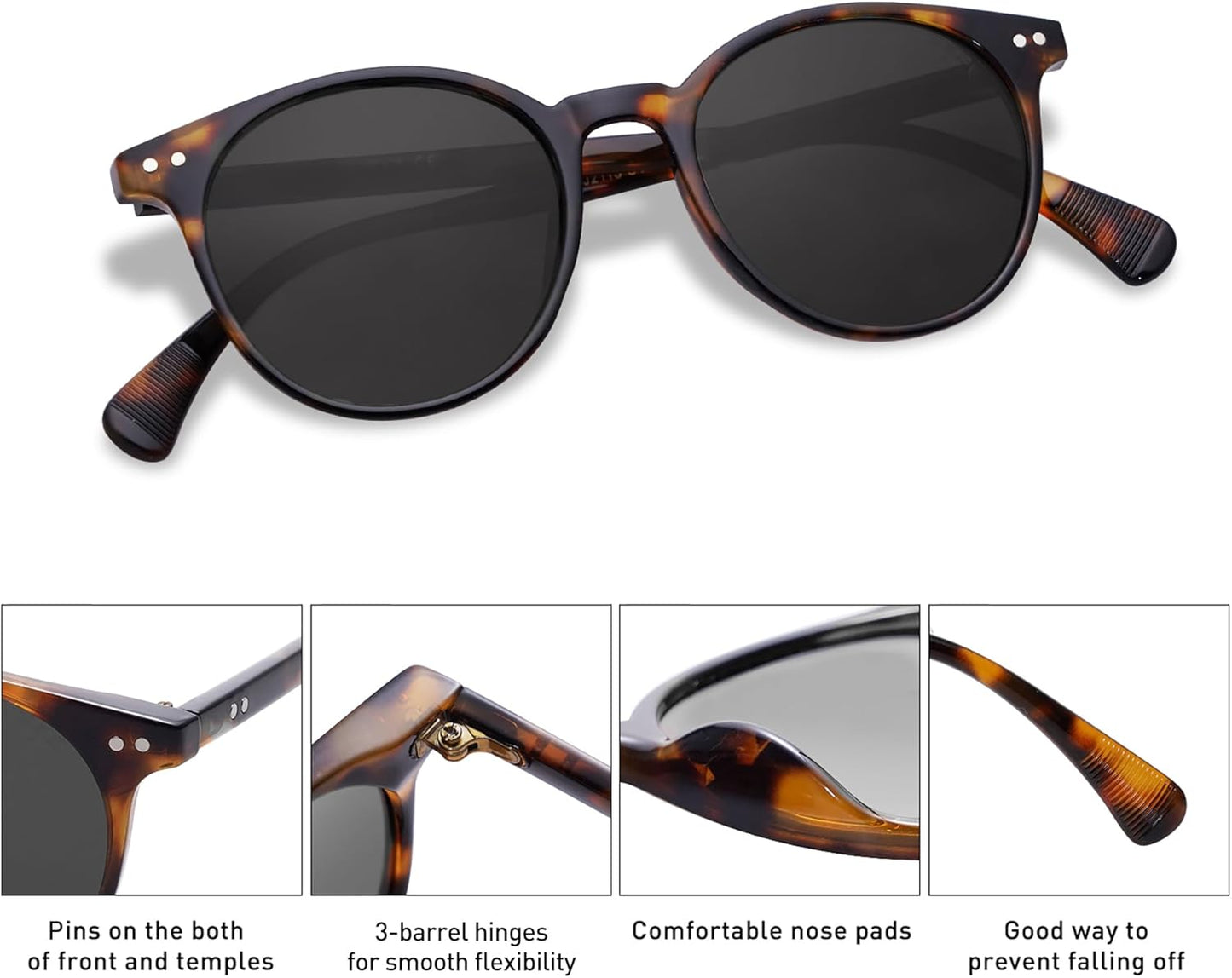 Small round Classic Polarized Sunglasses for Women Men Vintage Style UV400 Lens