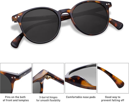 Small round Classic Polarized Sunglasses for Women Men Vintage Style UV400 Lens