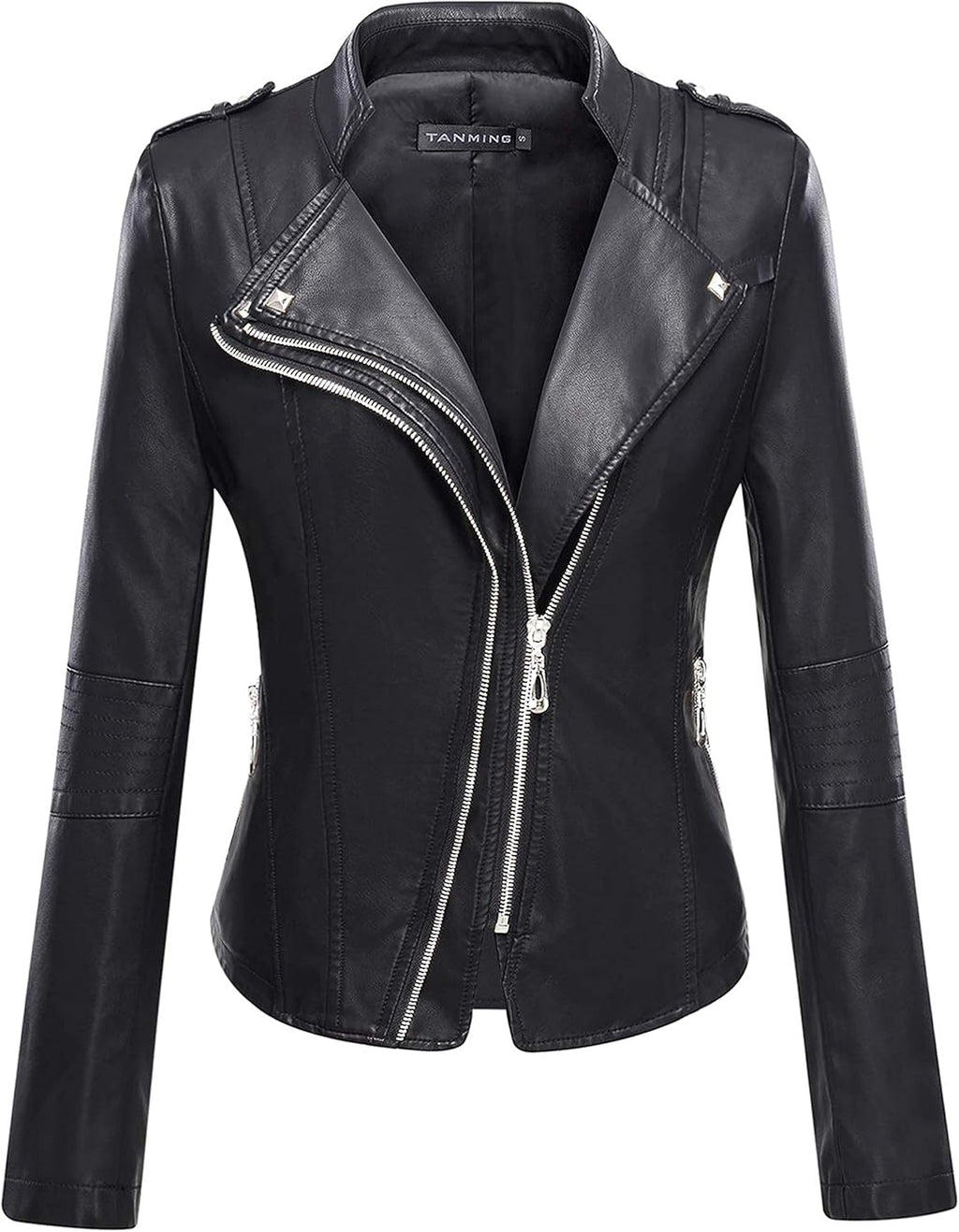 Tanming Women's Faux Moto Biker Short Coat 
