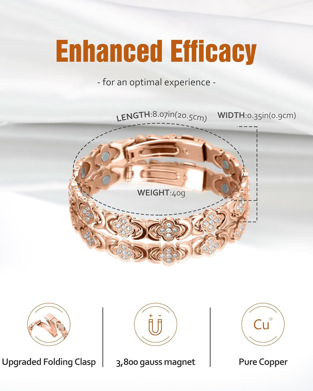 Jecanori Copper Bracelets for Women, Pure Copper Magnetic Bracelet with 3500 Gauss Effective Magnets