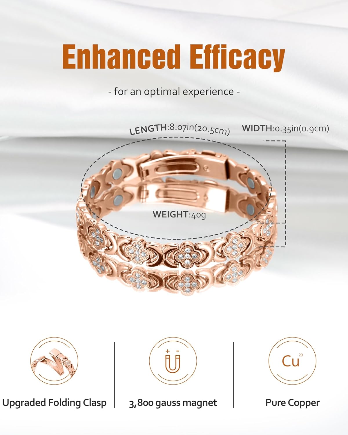 Jecanori Copper Bracelets for Women, Pure Copper Magnetic Bracelet with 3500 Gauss Effective Magnets