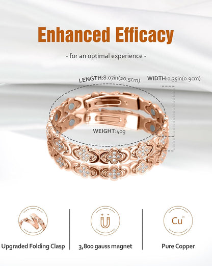 Jecanori Copper Bracelets for Women, Pure Copper Magnetic Bracelet with 3500 Gauss Effective Magnets